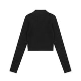 Women Sweater Short Sweater round Neck Slim Solid Color Autumn Sweater