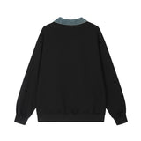 Men Hoodie Contrast Color Lapels Pullover Sweater Men's Patch Letter Inkjet Printing Long Sleeve