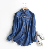 Women T-shirt Spring and Autumn Denim Shirt Women's Long Sleeve Loose
