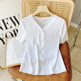 Women T-Shirt Women's Summer Fashion Short Sleeve Cardigan
