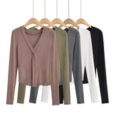 Women T-Shirt V-neck Long Sleeve Slim Bottoming Shirt Top T-shirt