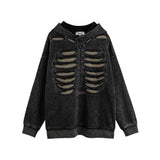 Men Hoodie Hooded Sweater Men's Washed Make Old Ripped Pullover