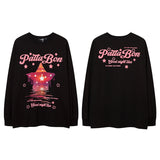 Men Long Sleeve Shirt Hiphop Spider Foam Print Couple Long Sleeve T-shirt Loose Men and Women