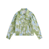 Unisex Jacket Autumn Vintage Tie-Dyed Denim Coat