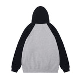 Men Hoodie Loose Retro Pullover Contrast Color Stitching Sleeves Sports Hoodie