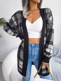 Plaid Trench Coat Ins Style Autumn and Winter Plaid Casual Cardigan Sweater Coat
