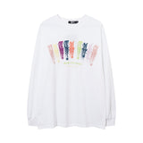 Men Long Sleeve Shirt Puff Print Couple Long Sleeve T-shirt Men and Women