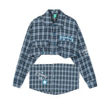 Women Long Sleeve Shirt Women's Plaid Long Sleeve Shirt Autumn Embroidery Short Shirt Coat