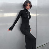 Women's Autumn Winter Sexy Long Sleeve Dress Maxi Dress