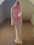 Women Sweater Dress Knitted Polo Long Skirt Sun Protection Dress Women