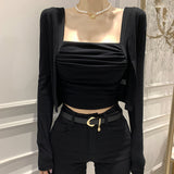Women Long Sleeve Shirt Vest Women's Sleeveless Blouse