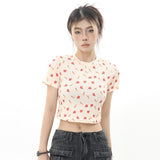 Women T-shirt Short-Sleeved T-shirt Women's Summer Casual round-Neck High Waist