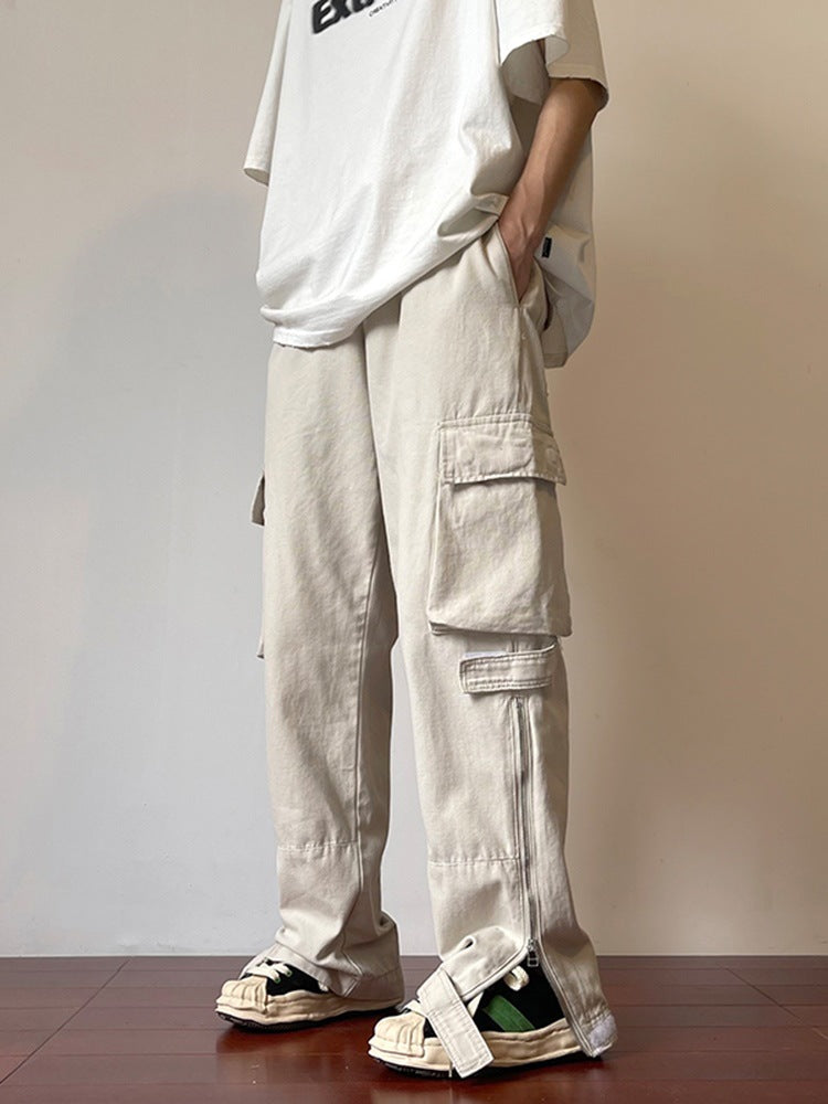 Men Sweatpants Men's Summer Pants Hiphop Leg Zipper Straight