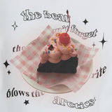 Women Long Sleeve T-Shirt Printed Pleated Short T-shirt for Girls Spring and Autumn round Neck