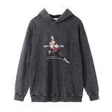 Men Hoodie Washed Distressed Hooded Sweaters Menswear Casual Loose Long Sleeve