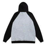 Men Hoodie Color Contrast Patchwork Letters Embroidered Pullover Sweatshirt