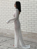 Women Sweater Dress Knitted Polo Long Skirt Sun Protection Dress Women