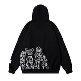 Men Hoodie Line Figure Printed Hoodie Loose Autumn and Winter Pullover Hoodie