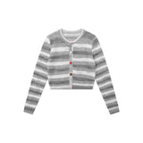 Women Sweater Mixed Color Stripe Cardigan Girls Spring and Autumn Leisure Top