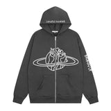Men Hoodie Autumn Loose Sports Long Sleeve Zipper Jacket