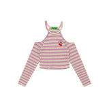Women Sweater Short Sweater Women Casual Contrast Color Embroidered Long Sleeve