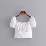 Women T-Shirt Single-Breasted French Short Top