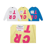 Men Long Sleeve Shirt Dopamine Couple Long Sleeve T-shirt Retro Loose Casual