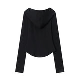 Women Long Sleeve T-shirt Hooded Cardigan T-shirt Girls' Autumn Long Sleeve Coat