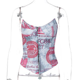Women Halter Tops Printed Top Women's Spring and Summer Slim Fit