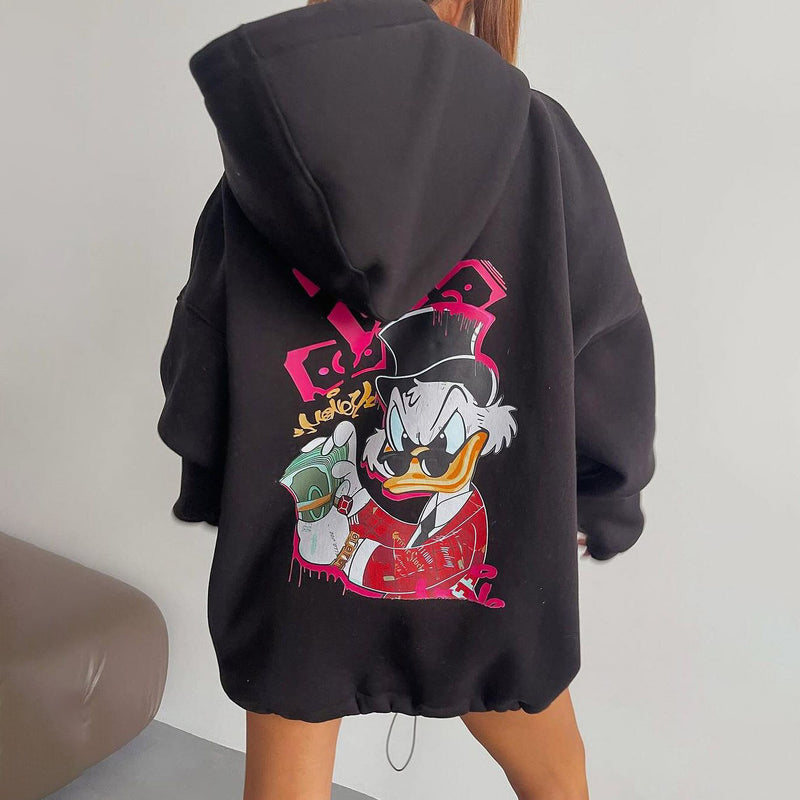Women Sweatshirt Loose Sweater Female Winter Print Casual Hooded