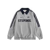 Men Long Sleeve Shirt Hip Hop Retro Polo Lapel Long Sleeve T-shirt Men and Women College Style