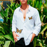 Men Shirt Spring and Autumn Leisure Printing Lapel Men's Shirt