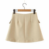 Women Skirt Ins Fashion Casual Suit Women's High Waist Pocket Skirt