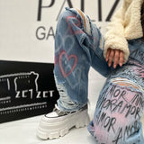 Women Cargo Pants Jeans Women's Printed Casual Autumn and Winter