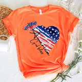 Women's Independence Day T Shirt round Neck Short Sleeve T-shirt