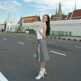 Women Skirt Autumn Design Street Split Slimming Skirt