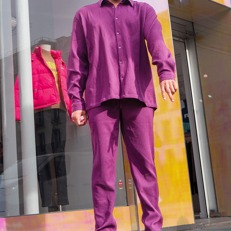 Men Co-Ords Casual and Comfortable Polo Short Sleeve Trousers Suit