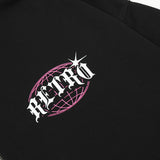 Men Hoodie Flame Letter Embroidered Hooded Coat Masked Zipper Cardigan Sweater