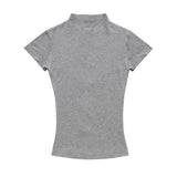 Women T-shirt Turtleneck Short Sleeve T-shirt Slim Fit Summer Top