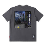 Men T Shirt Vintage Printed round Neck Short Sleeve T-shirt Men and Women Loose Couple
