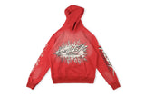 HS Hoodie Flame Red Printing Retro Distressed