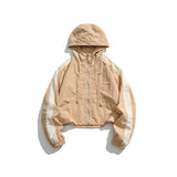 Unisex Jacket Autumn Contrast Color Hooded Coat Women's Clothing