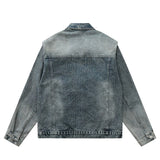 Men Denim Jacket Washed Distressed Denim Jacket Workwear Jacket