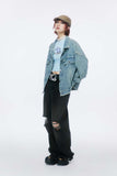 Unisex Jacket Autumn Butterfly Patch Denim Coat