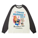Men Hoodie round Neck Base Sweater Men's Autumn and Winter Color-Block Raglan Sleeves T-shirt