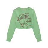Women Sweater Girls' Autumn Casual round Neck Knitted