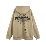Men Hoodie Hooded Coat with Masked Zipper Men's Spider Web Puff Print Cardigan Sweater