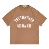 Men's T Shirt Letter Print Short-Sleeve T-shirt Men's and Women's Retro Loose round Neck