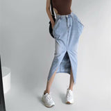 Women Skirt Summer Washed Denim Skirt