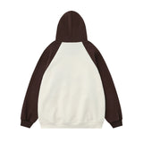 Men Hoodie Hooded Sweater Men's Five-Pointed Star Paste Cloth Embroidery Contrast Color Long Sleeves